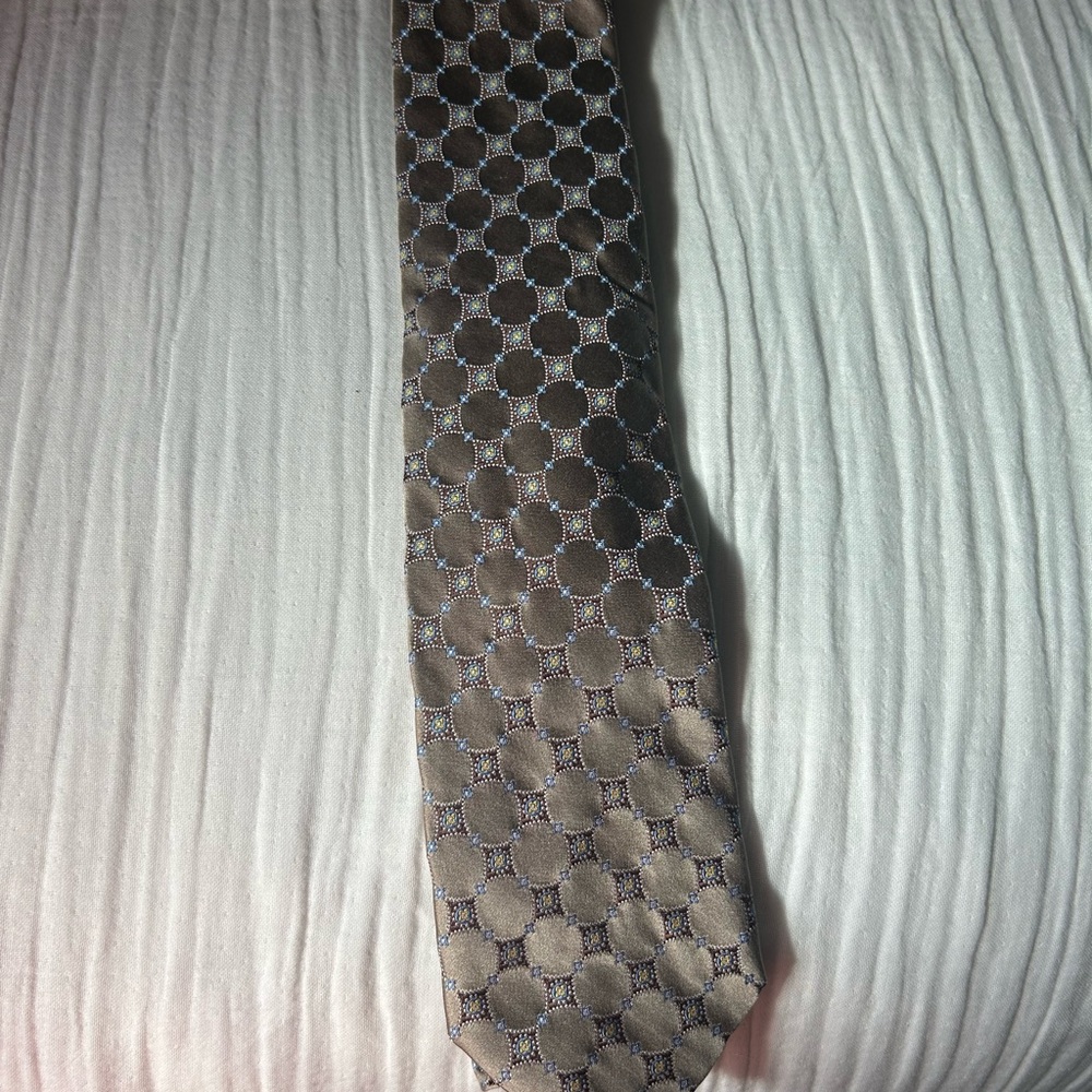 Robert Talbots Classic Men's Brown Geometric Silk Tie
